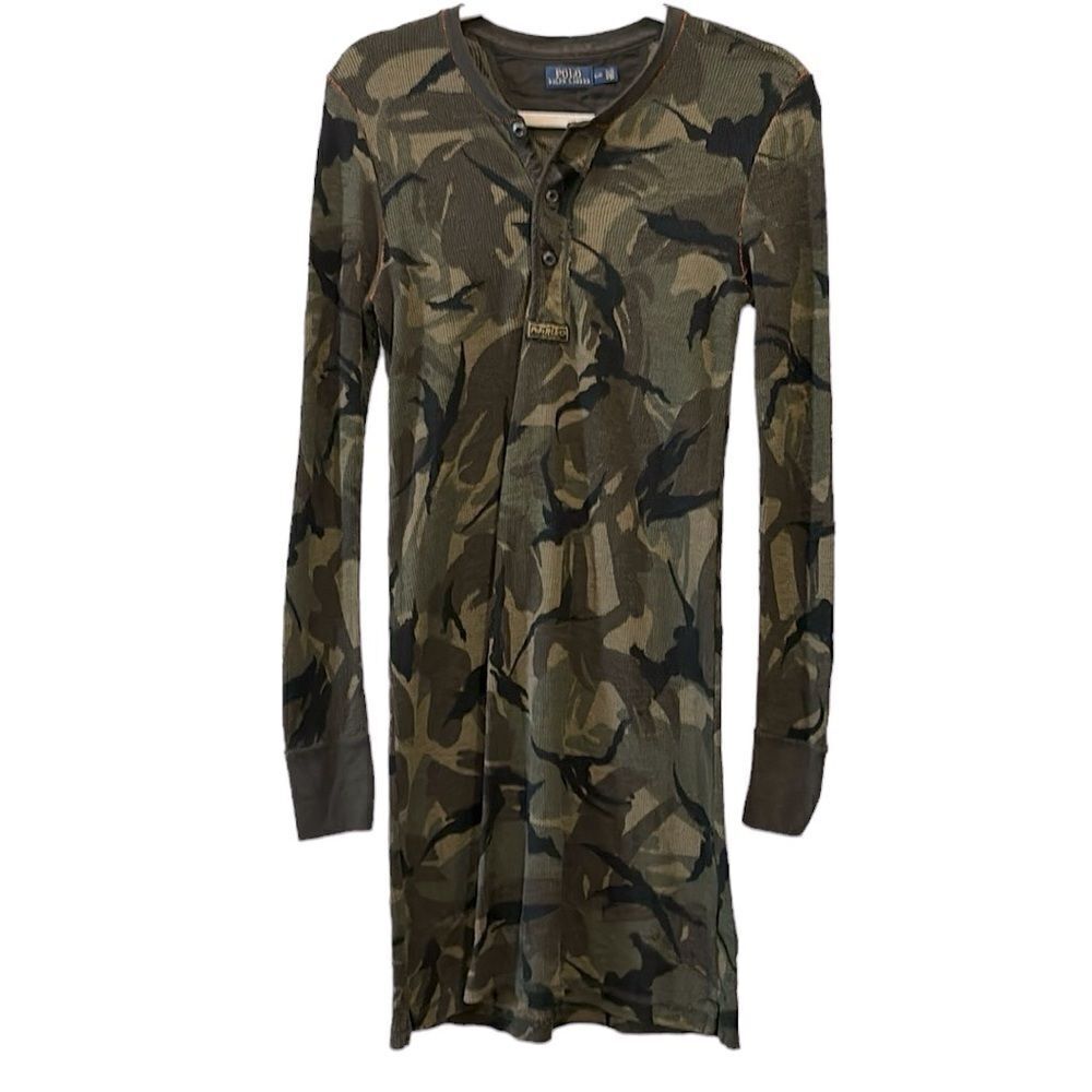 Polo by Ralph Lauren Olive Camo Mini Henley Dress S